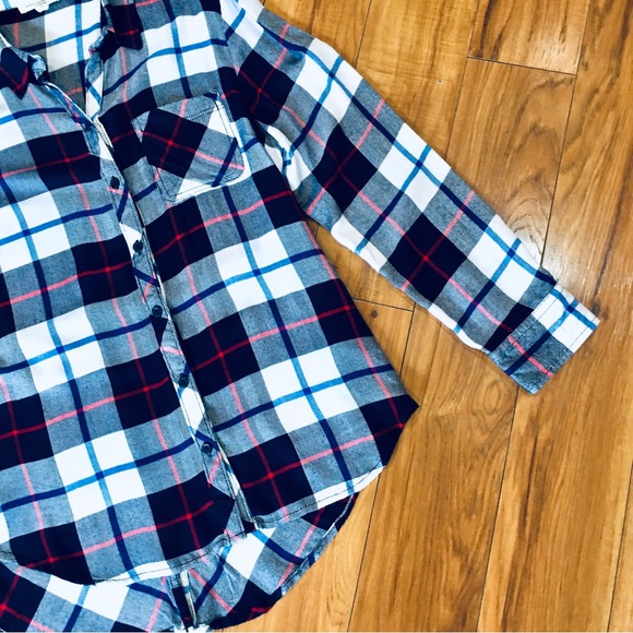 Beach lunch lounge plaid cozy lumberjack shirt top blouse button down medium - Picture 6 of 9